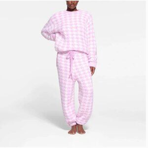 NWT SKIMS Cozy Jogger - Petal Houndstooth S/M